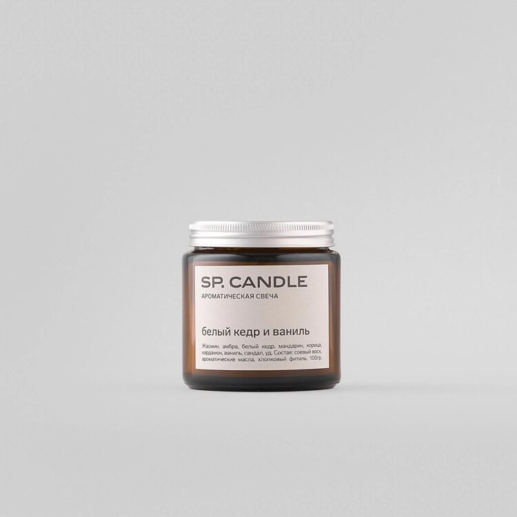 SP Candle Свеча "Белый кедр и ваниль" 100 г